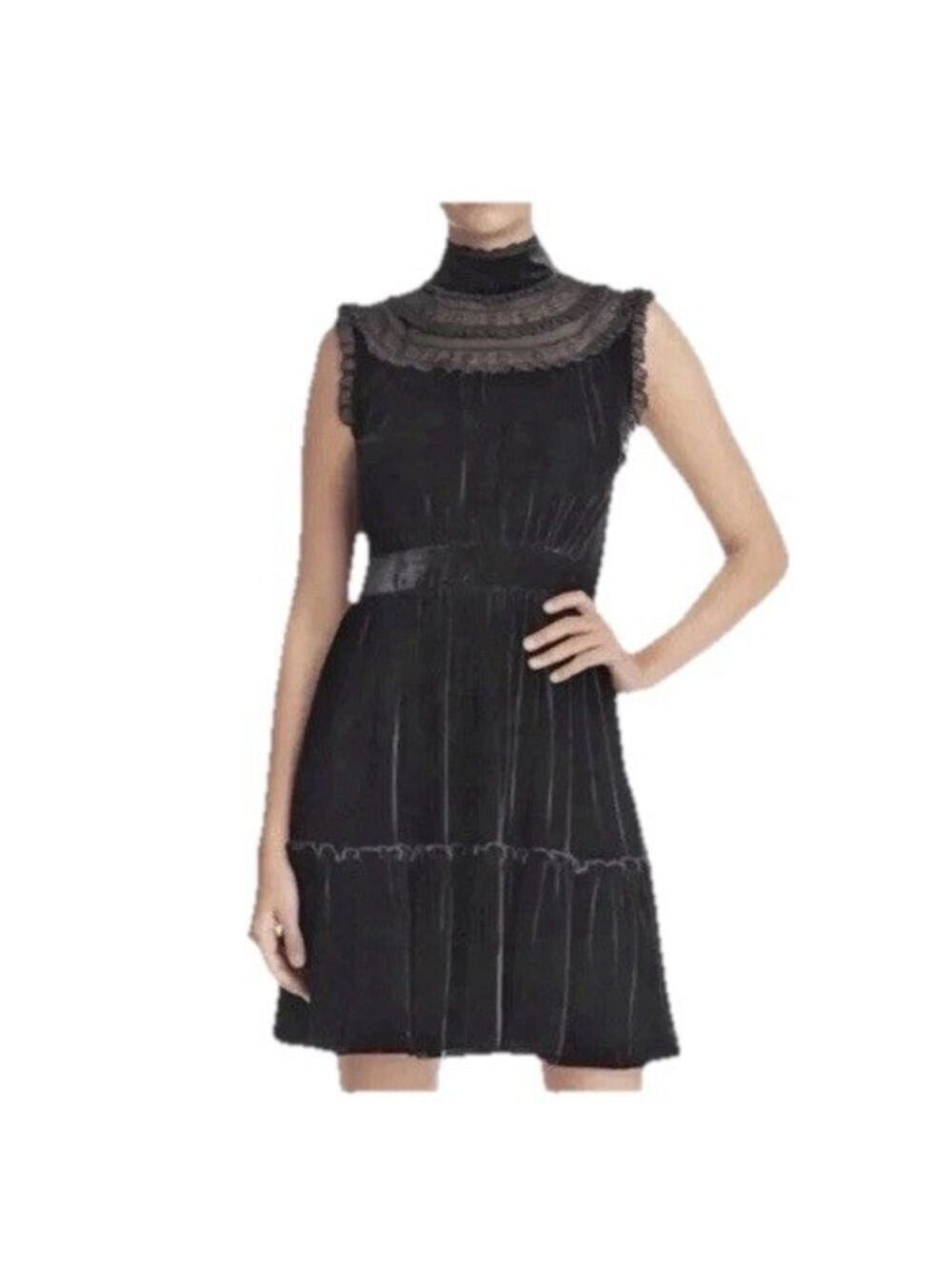 Kate Spade Velvet Silk Lace Cocktail Dress Black Sz 6 Luxury Party Holiday $400